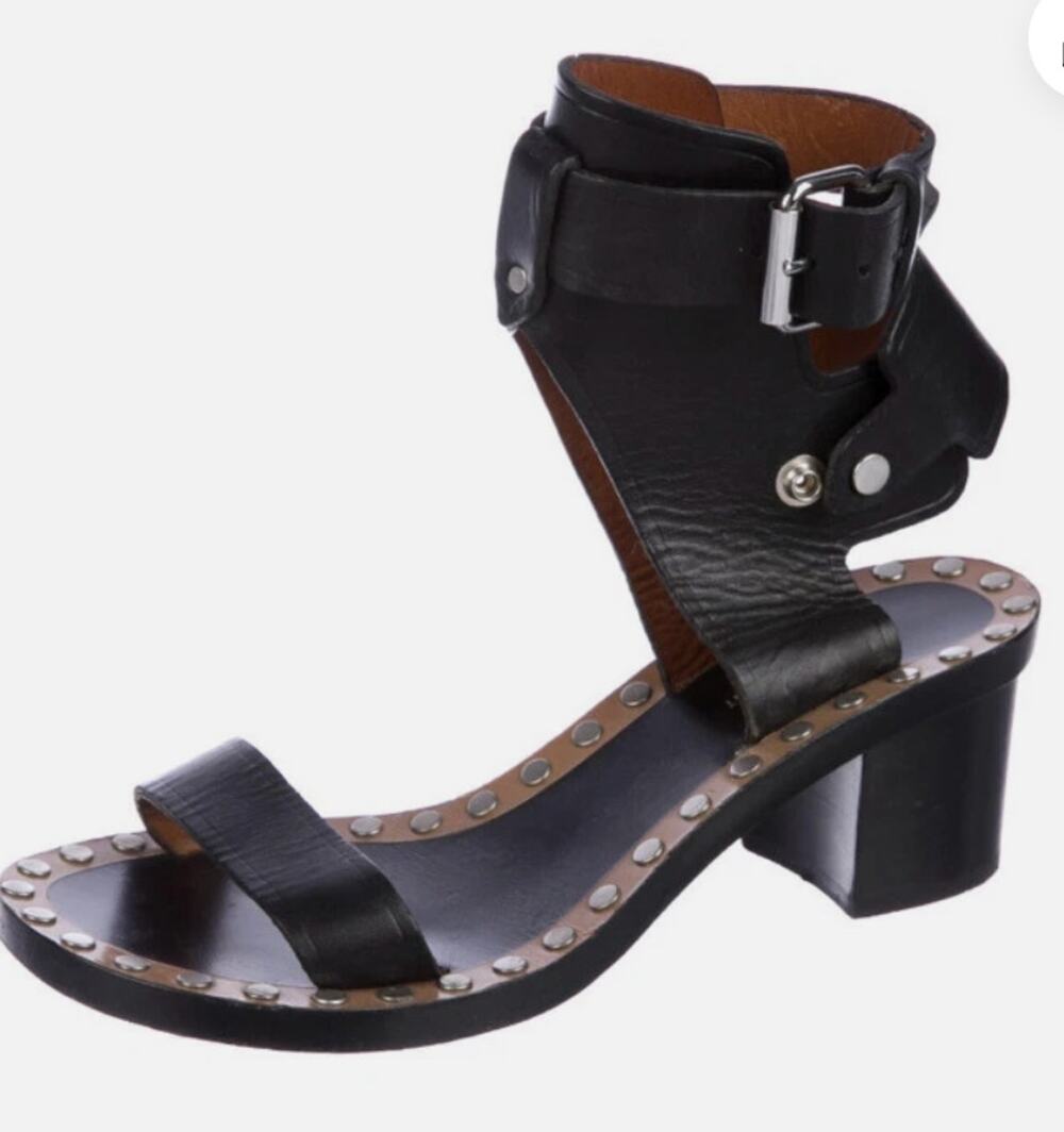 Isabel Marant Jaeryn Black Leather Studded Accents Sandals Rock-N-Roll, 5 (35)